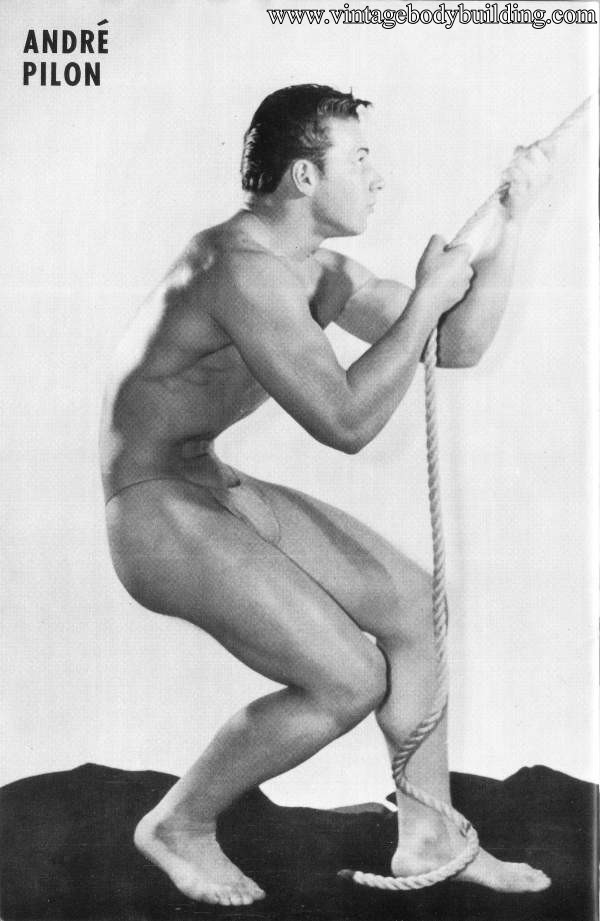 vintage muscle man posing for Crew magazine
