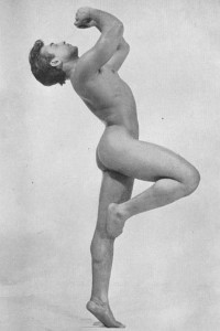 vintage muscle man posing naked