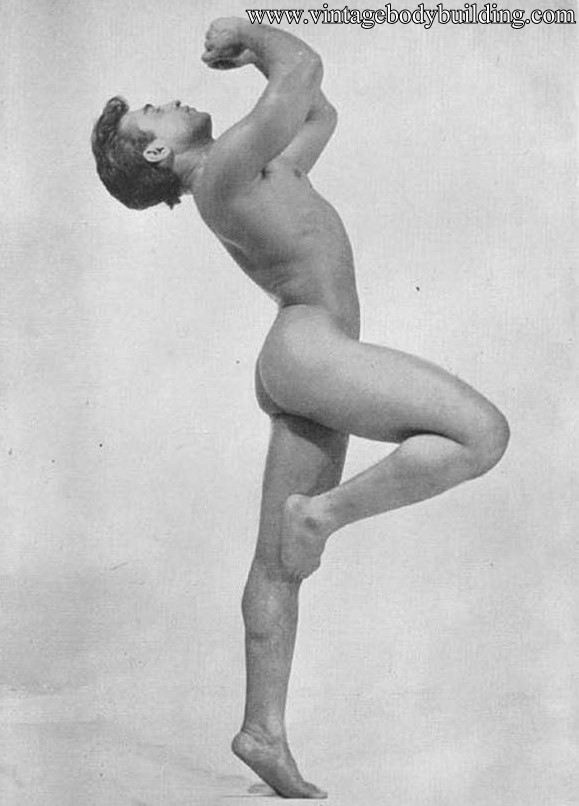 vintage muscle man posing naked