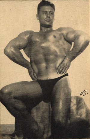 extraordinary dreadnought chest pose of Frank Leight