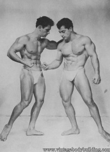 Two bodybuilders posing